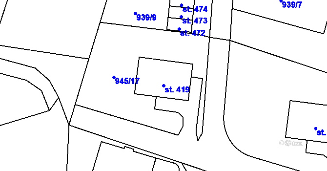 Parcela st. 419 v KÚ Sedlice u Blatné, Katastrální mapa