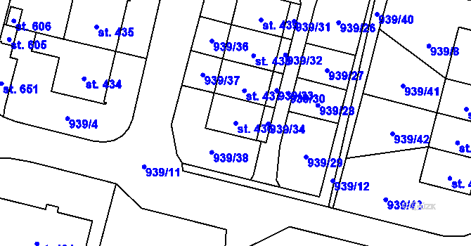 Parcela st. 436 v KÚ Sedlice u Blatné, Katastrální mapa