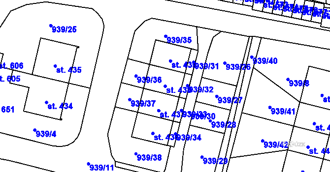 Parcela st. 438 v KÚ Sedlice u Blatné, Katastrální mapa