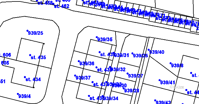 Parcela st. 439 v KÚ Sedlice u Blatné, Katastrální mapa
