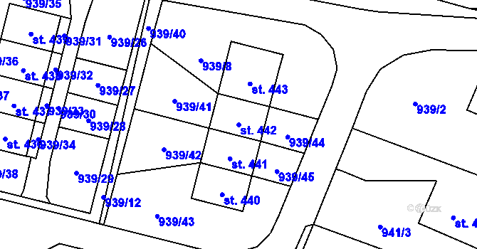 Parcela st. 442 v KÚ Sedlice u Blatné, Katastrální mapa