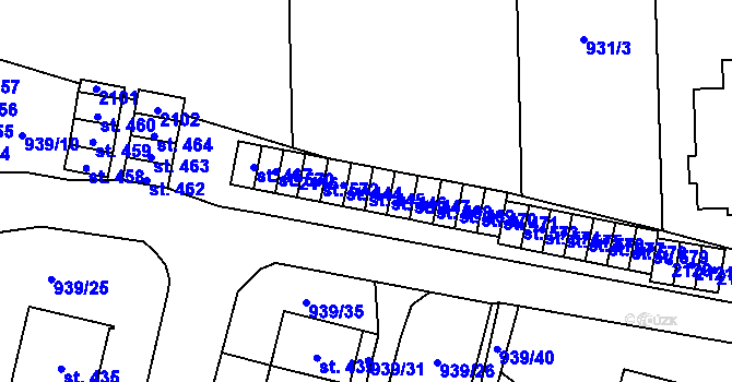 Parcela st. 445 v KÚ Sedlice u Blatné, Katastrální mapa