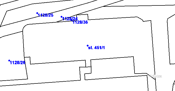 Parcela st. 451/1 v KÚ Sedlice u Blatné, Katastrální mapa