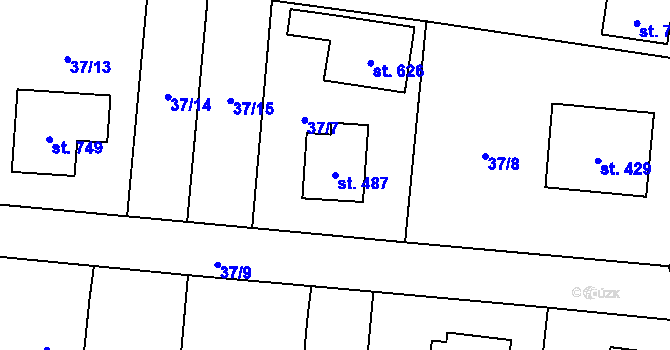 Parcela st. 487 v KÚ Sedlice u Blatné, Katastrální mapa