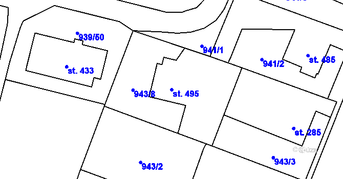 Parcela st. 495 v KÚ Sedlice u Blatné, Katastrální mapa
