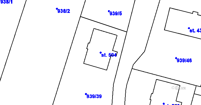 Parcela st. 504 v KÚ Sedlice u Blatné, Katastrální mapa