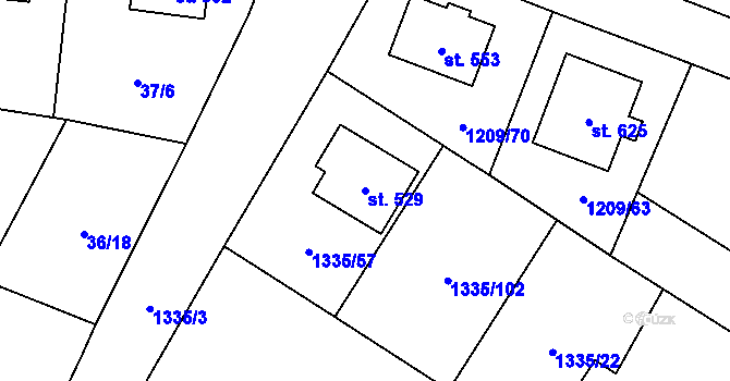 Parcela st. 529 v KÚ Sedlice u Blatné, Katastrální mapa