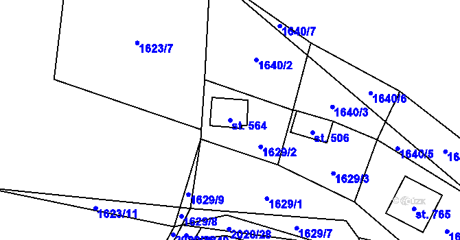 Parcela st. 564 v KÚ Sedlice u Blatné, Katastrální mapa