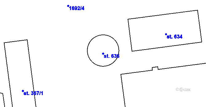 Parcela st. 636 v KÚ Sedlice u Blatné, Katastrální mapa