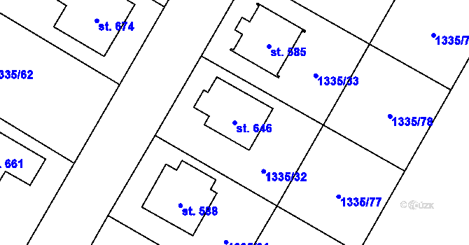 Parcela st. 646 v KÚ Sedlice u Blatné, Katastrální mapa