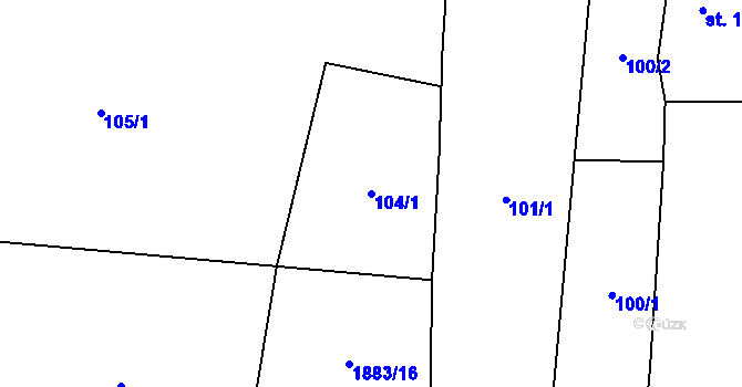Parcela st. 104/1 v KÚ Sedlice u Blatné, Katastrální mapa