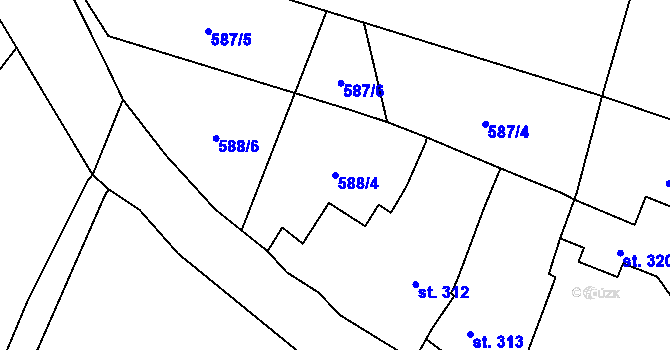 Parcela st. 588/4 v KÚ Sedlice u Blatné, Katastrální mapa