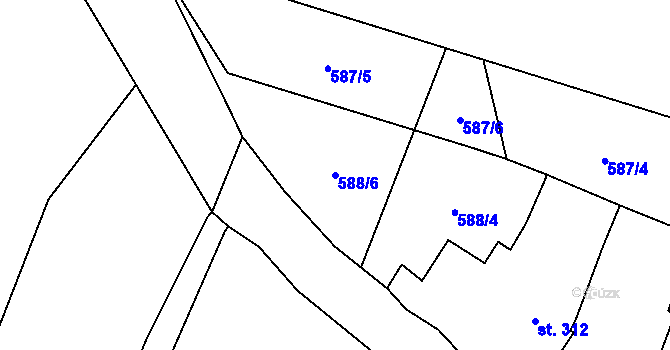 Parcela st. 588/6 v KÚ Sedlice u Blatné, Katastrální mapa