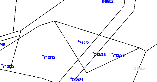 Parcela st. 712/2 v KÚ Sedlice u Blatné, Katastrální mapa