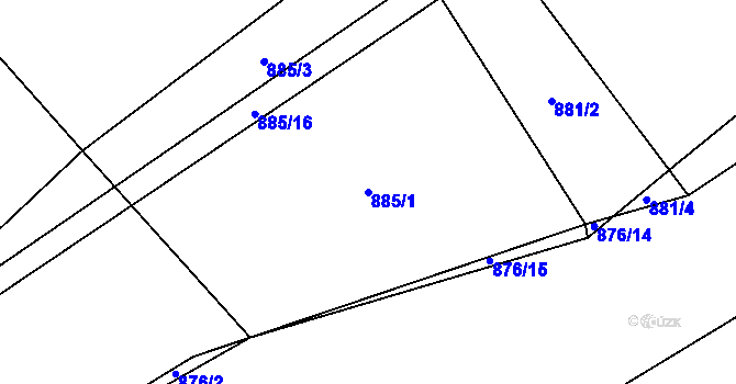 Parcela st. 885/1 v KÚ Sedlice u Blatné, Katastrální mapa