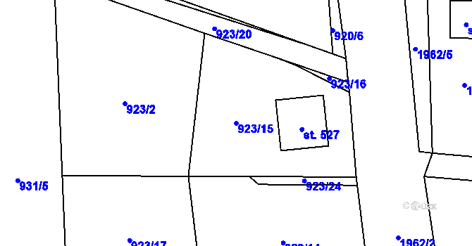 Parcela st. 923/15 v KÚ Sedlice u Blatné, Katastrální mapa