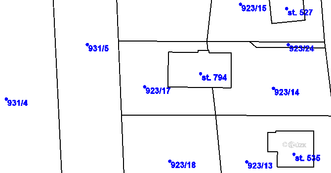 Parcela st. 923/17 v KÚ Sedlice u Blatné, Katastrální mapa