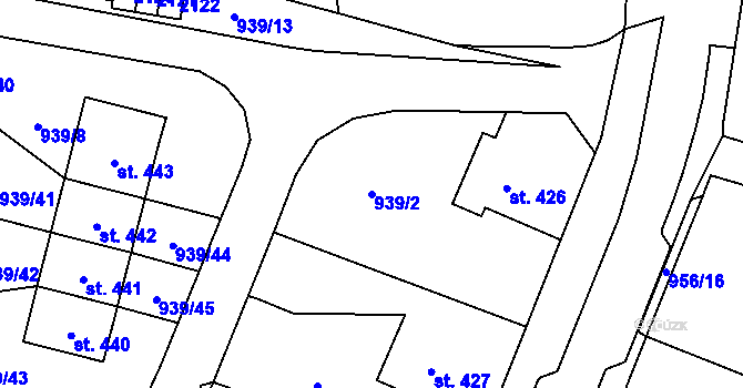 Parcela st. 939/2 v KÚ Sedlice u Blatné, Katastrální mapa