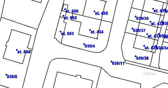 Parcela st. 939/4 v KÚ Sedlice u Blatné, Katastrální mapa