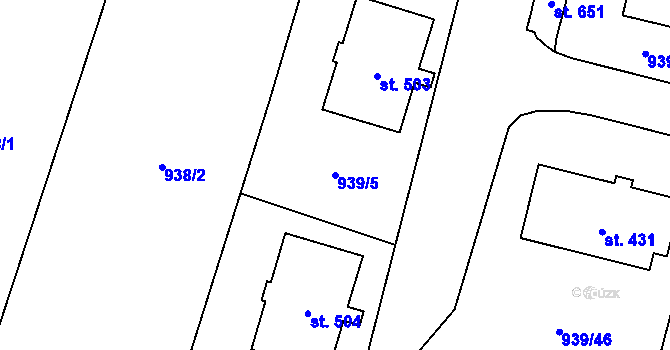 Parcela st. 939/5 v KÚ Sedlice u Blatné, Katastrální mapa