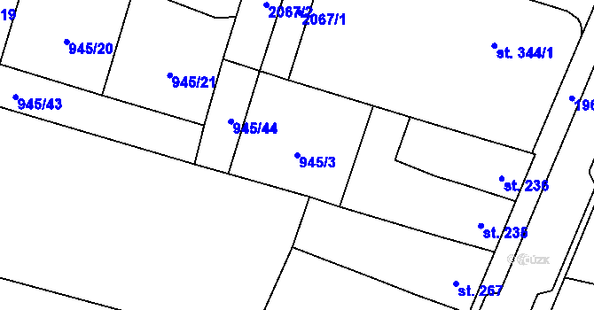Parcela st. 945/3 v KÚ Sedlice u Blatné, Katastrální mapa