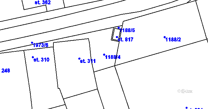 Parcela st. 1188/4 v KÚ Sedlice u Blatné, Katastrální mapa