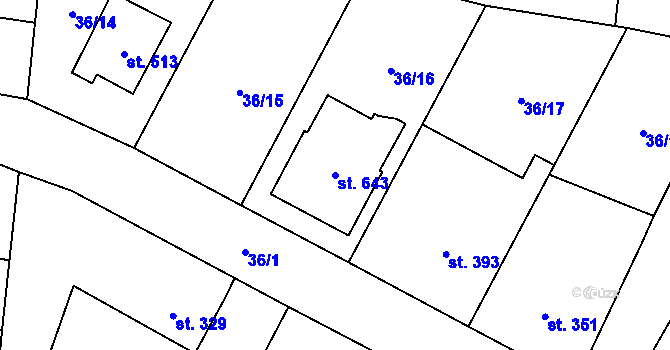 Parcela st. 643 v KÚ Sedlice u Blatné, Katastrální mapa