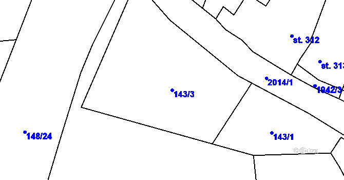 Parcela st. 143/3 v KÚ Sedlice u Blatné, Katastrální mapa