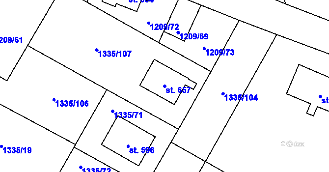 Parcela st. 657 v KÚ Sedlice u Blatné, Katastrální mapa
