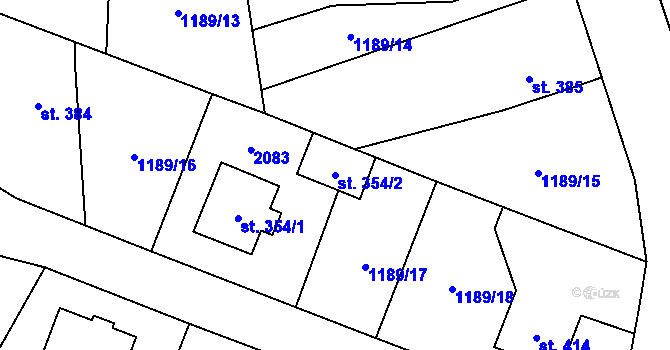Parcela st. 354/2 v KÚ Sedlice u Blatné, Katastrální mapa
