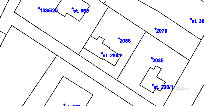 Parcela st. 298/2 v KÚ Sedlice u Blatné, Katastrální mapa