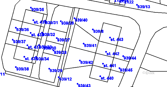 Parcela st. 939/41 v KÚ Sedlice u Blatné, Katastrální mapa