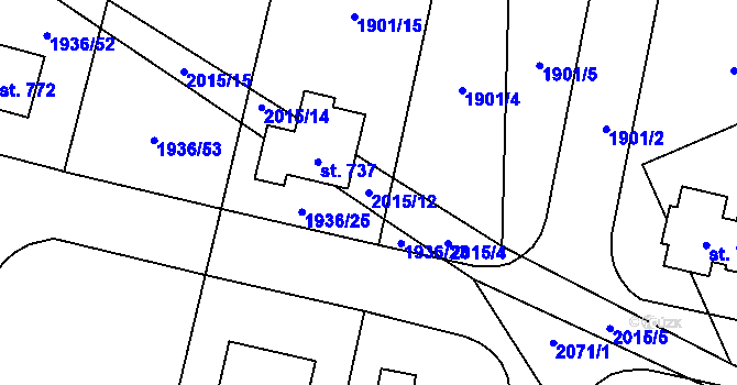 Parcela st. 2015/12 v KÚ Sedlice u Blatné, Katastrální mapa