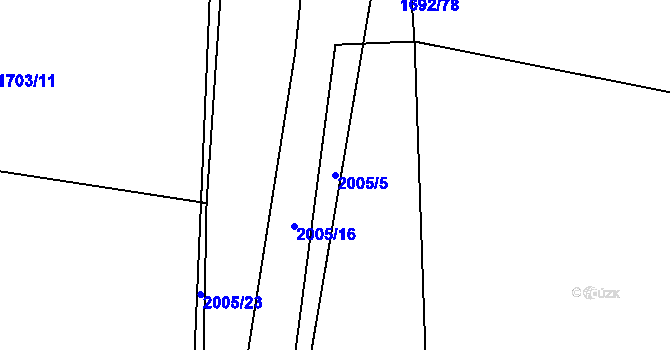 Parcela st. 2005/5 v KÚ Sedlice u Blatné, Katastrální mapa