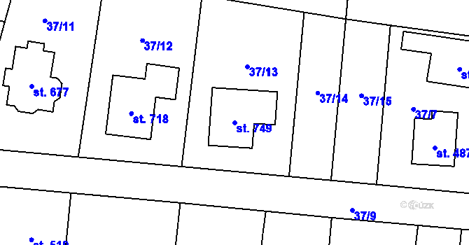 Parcela st. 749 v KÚ Sedlice u Blatné, Katastrální mapa