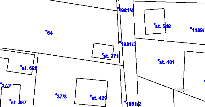 Parcela st. 771 v KÚ Sedlice u Blatné, Katastrální mapa