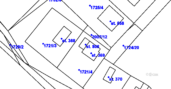 Parcela st. 808 v KÚ Sedlice u Blatné, Katastrální mapa
