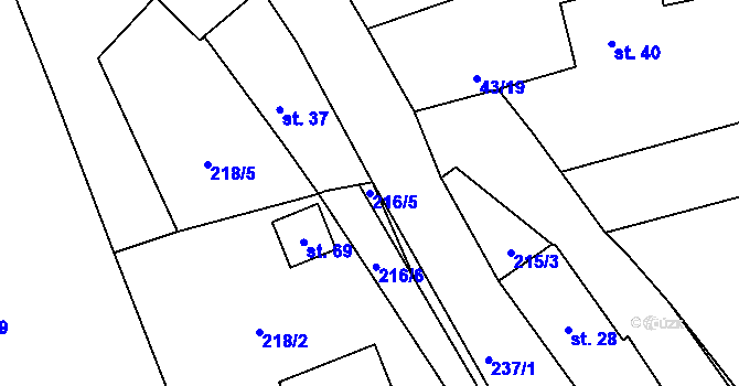 Parcela st. 216/5 v KÚ Sedlice u Domažlic, Katastrální mapa