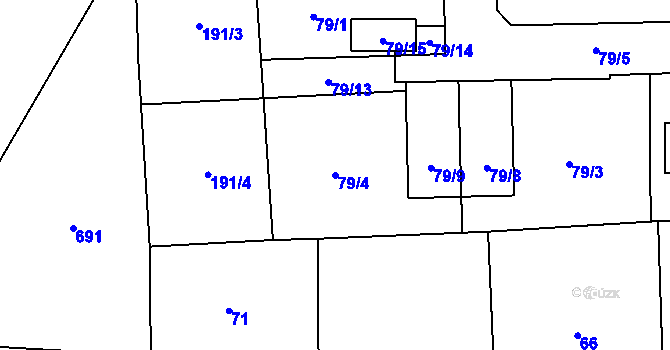 Parcela st. 79/4 v KÚ Sedlice u Hradce Králové, Katastrální mapa