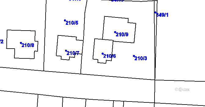Parcela st. 210/6 v KÚ Sedlice u Hradce Králové, Katastrální mapa