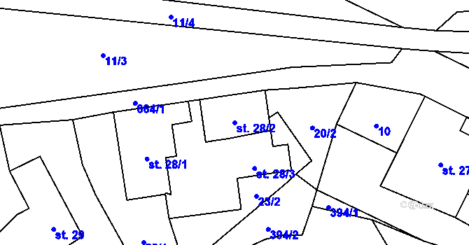 Parcela st. 28/2 v KÚ Sedliště u Litomyšle, Katastrální mapa