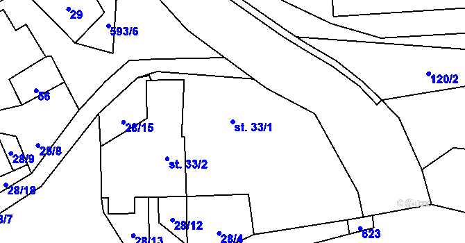 Parcela st. 33/1 v KÚ Sedliště u Litomyšle, Katastrální mapa