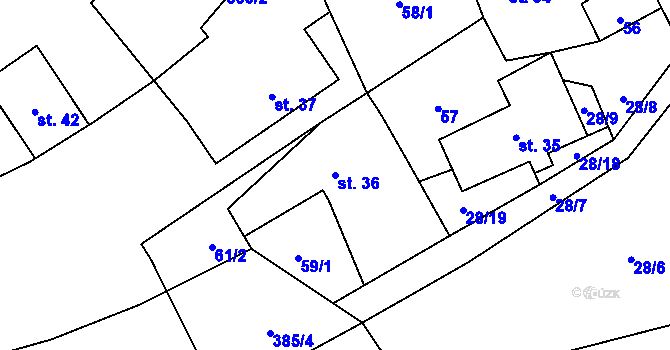 Parcela st. 36 v KÚ Sedliště u Litomyšle, Katastrální mapa