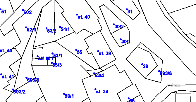 Parcela st. 39 v KÚ Sedliště u Litomyšle, Katastrální mapa