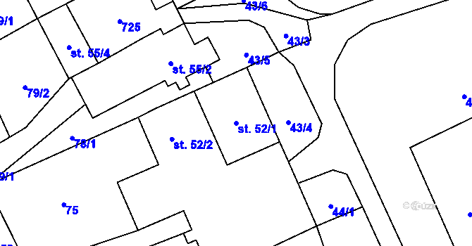 Parcela st. 52/1 v KÚ Sedliště u Litomyšle, Katastrální mapa