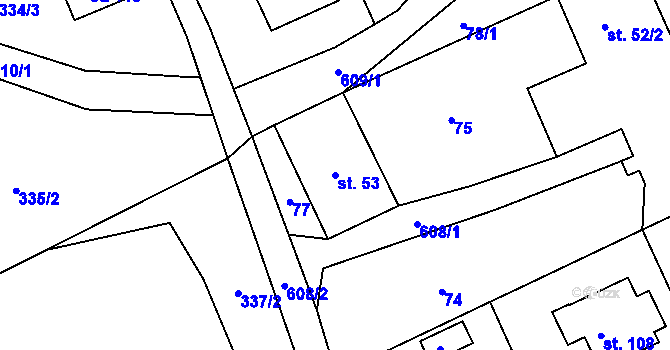 Parcela st. 53 v KÚ Sedliště u Litomyšle, Katastrální mapa