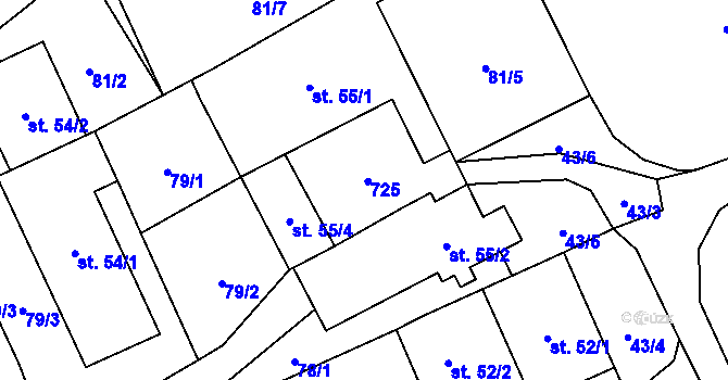 Parcela st. 55/3 v KÚ Sedliště u Litomyšle, Katastrální mapa