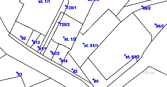 Parcela st. 61/1 v KÚ Sedliště u Litomyšle, Katastrální mapa