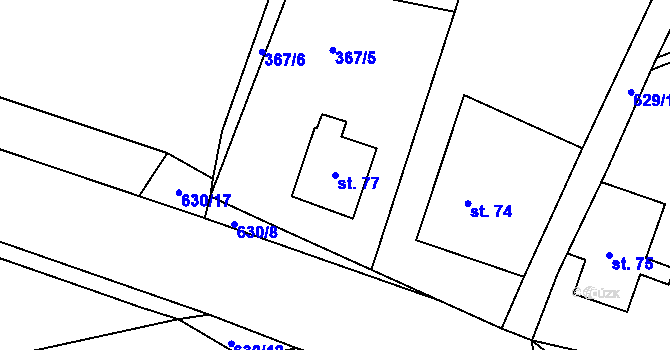Parcela st. 77 v KÚ Sedliště u Litomyšle, Katastrální mapa