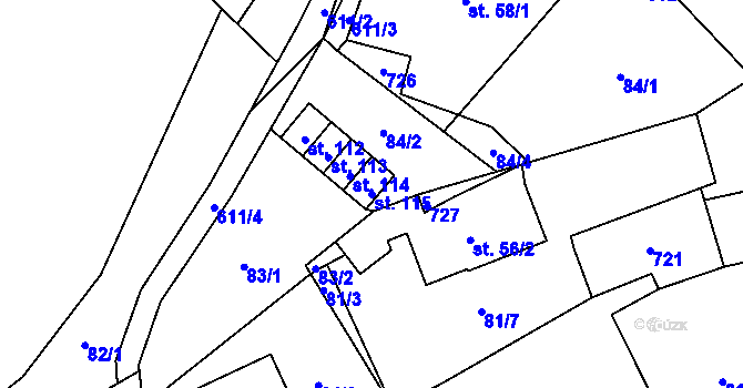 Parcela st. 115 v KÚ Sedliště u Litomyšle, Katastrální mapa